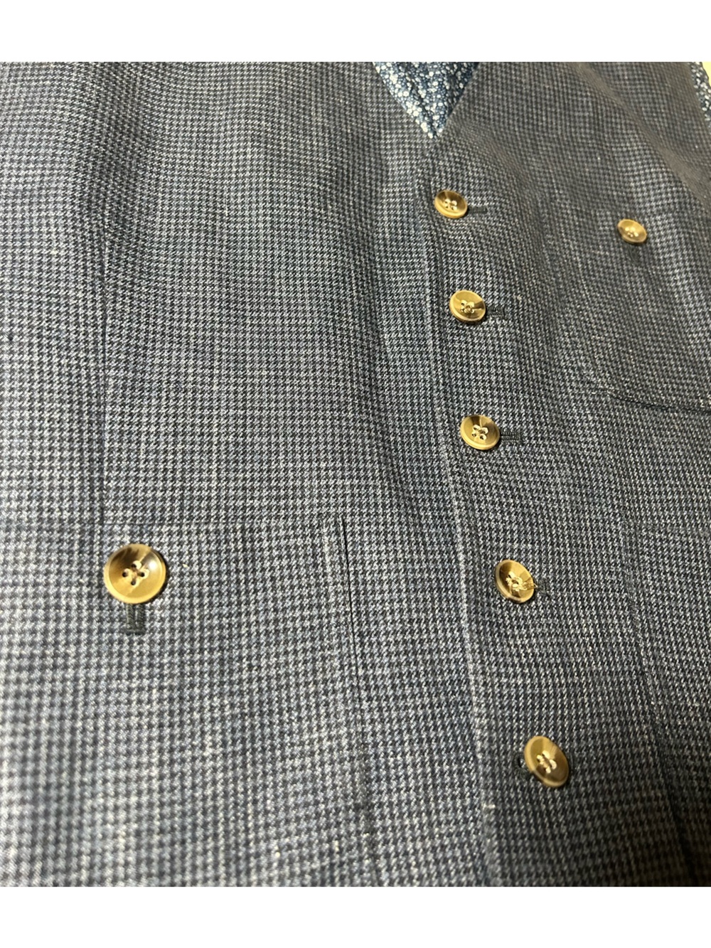 Dark Blue men’s vest with pockets and buttons up front. - Picture 3 of 4